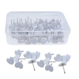Jy1666 Woogim 100pcs White Thumb Tacks Iron Heart Push Pins Decorative Pin For