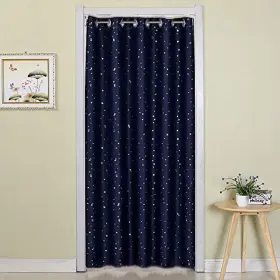 Wpkira 169098055300 Grommet Top Blackout Curtain Navy Stars Printed Doorway All Season Ro