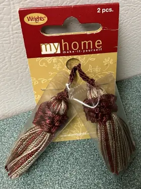 Wrights 070659693410 2 2008 Miniature Luxury Curtain Tieback Tassels Dollhouse Burgundy Beige