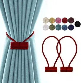 Xderlin 339036155943 Magnetic Curtain Tiebacks Holdbacks Vs Strong Magnet 16 Inch Hand-woven Rope