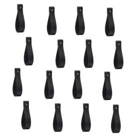 Straps-001 Xfjymxdm 16 Pcs Black Pu Leather Curtain Rod Holder Straps Wall Hanging Strap