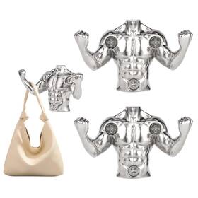 Xhipy Xy-jrn605-2s 2 Pcs Muscular Man Heavy Duty Wall Hooks Metal Decorative Doubl