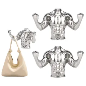 Xy-jrn605-2s Xhipy 2 Pcs Muscular Man Heavy Duty Wall Hooks Metal Decorative Doubl