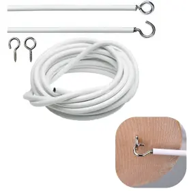 16381796230478 Xiaokeis Net Curtain Wire White Hanging Window Cord Cable Kit 2-4 Meters Str Inch