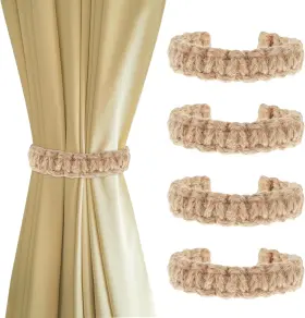 E5ejlnte Xinjoduz 4 Pcs Rope Curtain Tiebacks Boho Outdoor Ties Rustic Holdbacks Farmhouse