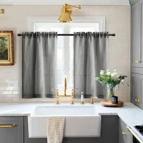 Jcms-rpsh-2636 Xtmyi Dark Grey Kitchen Curtains Rod 26 Inch W X 36 L Pack Of 2