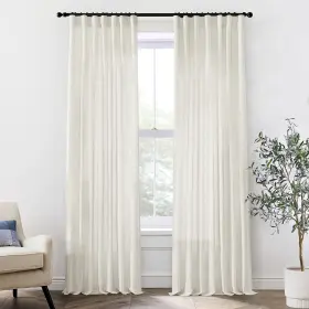 Lc-bthbbir50-108 Xtmyi 108 Inch Linen Curtains 2 Panels With Heading Tape Hooks For Track System Bac