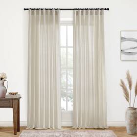 Xtmyi Lc-bthboat50-90 Rod Pocket Curtains For Traverse With Hooks Or Tap Tie Top Clip Ring