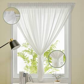 Xurusheng Xurusheng-009b Sheer Curtains No Drill Light Filtering Privacy Curtain With Tiebacks Self Ad