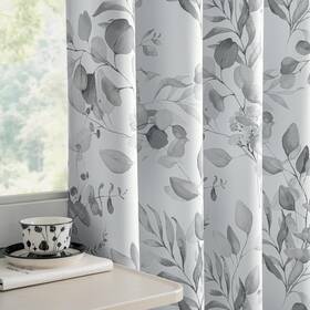 Xwincel Xw-hjlyzhgm2-5284gr 100% Blackout Curtains 84 Inches Long For Bedroom Grey Floral Printed Curtai