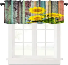 Ycness 409031933654 Sunflower Kitchen Curtains And Valances Set 3 Pieces Yellow Floral Cu