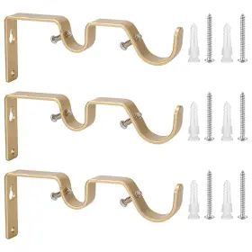 Ycolnaefllr-001 Ycolnaefllr 191813731813 Set Of 3 Golden Double Rod Holders Curtain Brackets He