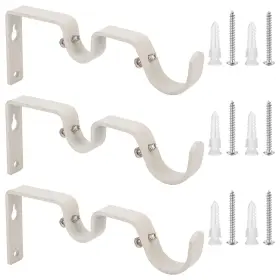 Ycolnaefllr 191813731837 Set Of 3 Weathered White Double Rod Holders Curtain Br