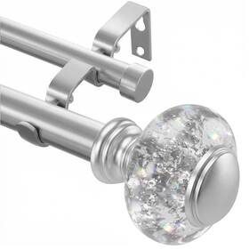 Ycolnaefllr 607604677708 Silver Double Curtain Rod For Windows 66 To 120 Inches 1 Inch Diameter Heavy