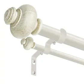 Ycolnaefllr 607604677784 White Double Curtain Rod For Windows 48 To 84 Inches 1 Inch Heavy-duty Adjus