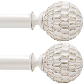 Ycolnaefllr 607604679160 2 Pack Vintage White Boho Curtain Rod For Windows 48 To 84 1-inch Heavy-duty