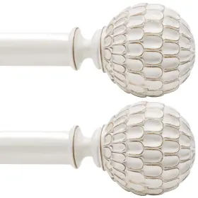 Ycolnaefllr 607604679160 2 Pack Vintage White Boho Curtain Rod For Windows 48 To 84 1-inch Heavy-duty