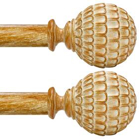 Ycolnaefllr 607604679184 2 Pack Wood Boho Curtain Rod For Windows 18 To 64 Inch 1-inch Heavy-duty Adj