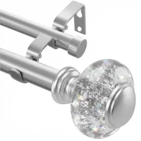 926-10 Ycolnaefllr Silver Double Curtain Rod For Windows 28 To 48 Inches-1 Inch Heavy-duty Adjus