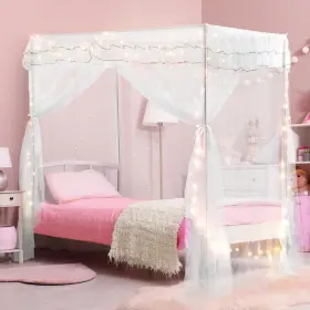 Cilsfi185 Yeerswag Twin Size Bed Canopy With Lights For Girls Princess Wit... Fast Ship