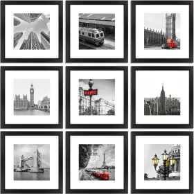 Ym022012-md12x12-bk Yeskay 9pk 12x12 Picture Frame Set Of 9 Photo Gallery Wall Display Pictures