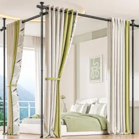Yettsoy 760532796047 Room Divider Curtain Rod No Drilling Tension For Separation Adjust