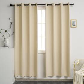 Ygo Ygo-210gjm-2-beige-52x72 Thermal Insulated Blackout 72 Inch Long Beige Curtain Panels Pair Nickel