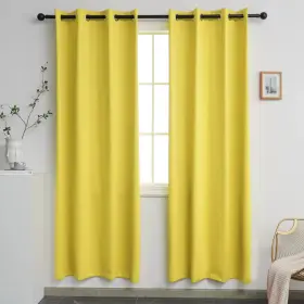 Ygo-gjm-tdl15-bright Ygo Yellow Blackout Curtains 84 Inch Length Grommet Thermal Insulated Room Da