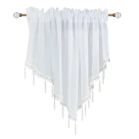 Cn001 Yitexin Beaded Sheer Windows Valance 51.1 In W X 23.6 L Scalloped Kitchen Curta Inch