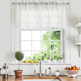 Yj Yanjun Nk-ke-184 Lace Valances For Windows Ivory Antique Floral Cafe Sheer Curt