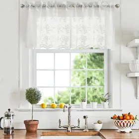 Nk-ke-184 Yj Yanjun Lace Valances For Windows Ivory Antique Floral Cafe Sheer Curt