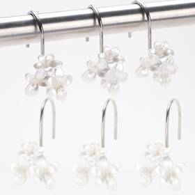 Yluoyha Hd001 White Flower Shower Curtain Hooks Decorative - Set Of 12 Curta Inch