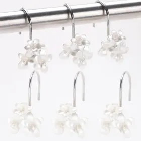 Hd001 Yluoyha White Flower Shower Curtain Hooks Decorative - Set Of 12 Curta Inch