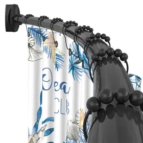Cy19-35-82bk Ynl Curved Shower Curtain Rod 35-82in 2.9-6.8ft Matte Black Rounded Rustpro