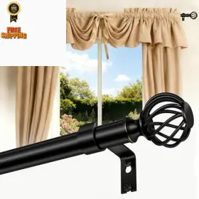 Cy31-36-144bk Ynl Curtain Rods For Windows 36-144 Inch 3-12ft Matte 72 -144 Black