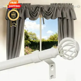 Cy31-48-90wh Ynl Curtain Rods For Windows 48-90 Inch 4-7.5ft White Decorative 48 -90