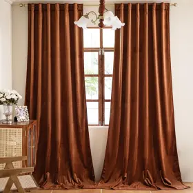 Yfuscvbr2-5296c09 Yofun 96 Inches 2 Panels Burnt Orange Blackout Luxury Velvet Curtains Therma