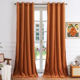 Yfuscvgm2-5284c35h Yofun Caramel Orange Velvet Blackout Curtains 2 Panels Set 84 Inches Long Gr