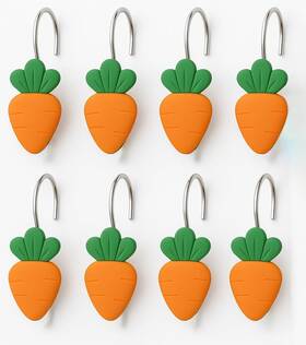 Yoiniuem Yoioi0075 12 Pack Resin Carrot Shower Curtain Hooks Cute Orange And Green Carr