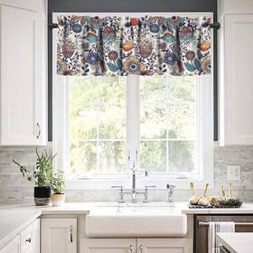 Yswow 713686999853 Abstract Floral Boho Valance Kitchen Curtain Minimalist Flowers Art Printed V