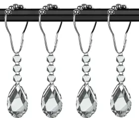 Sszy230321123 Yuiviot Crystal Diamond Gem Shower Curtain Hooks Rings 12pack Silver Rus