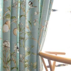 Yunsurey B03879 Vintage Birds Curtains 96 Inches Length Farmhouse Linen Blend Curtain Panels