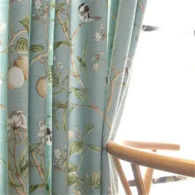 B03879 Yunsurey Vintage Birds Curtains 96 Inches Length Farmhouse Linen Blend Curtain Panels