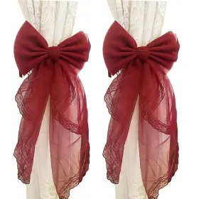 Yu154 Yuqim 2 Pcs Bow Curtain Tiebacks Lace Bowknot Holdbacks Tie Straps