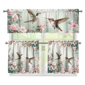 Yuvamagimo Yuv-c3982p51-19 Hummingbird Floral Kitchen Curtains Tiers And Valances Set 3 Short Curtain Se