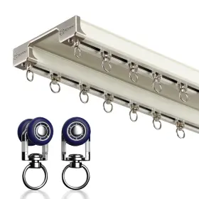 Yxhomme 717225433871 Ceiling Curtain Track - Double Rails System Sliding Rail White 2m
