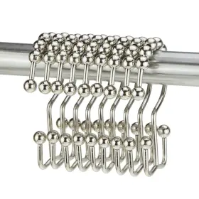 Schrrsr-wn12 Yyangz 12pcs White Nickel Stainless Steel Shower Curtain Rings Metal Double Glide R
