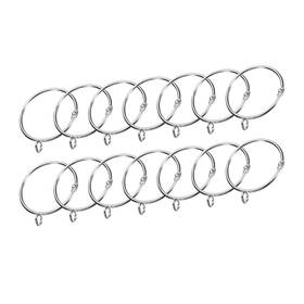Zaplyte 601968765064 14 Set Silver Curtain Rod Rings With Eyelets Openable For Drapery