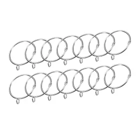 Zaplyte 601968765064 14 Set Silver Curtain Rod Rings With Eyelets Openable For Drapery