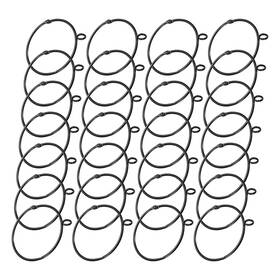 Zaplyte 609044661255 2.5 Inch Curtain Rod Rings Black Openable Hanging W Eyelets 28pcs